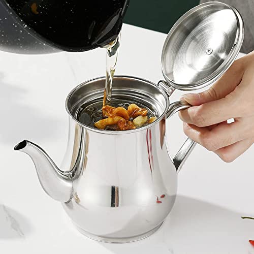 ADWOLT Fetttrennkanne Ölsieb Topf 13oz/0.38L,Edelstahl Kanne mit Sieb,Fettabscheider Speiseölkanne Edelstahl für Frittieröl Speisefett Restaurant Hause Küche Suppe Sieb Tasse von ADWOLT