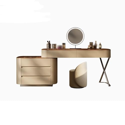 ADYHBFGT Frisiertisch mit Seitenschrank, Eck-Schminktisch für Schlafzimmer, Schreibtisch, Büro-Schreibtisch mit Spiegel von ADYHBFGT