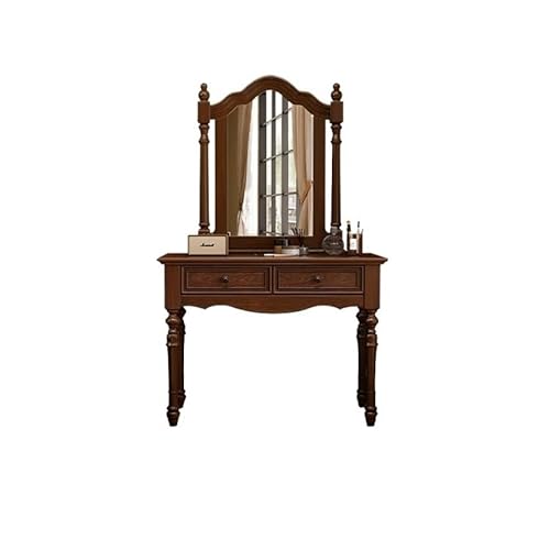 ADYHBFGT Schminktisch Schminktisch Schminktisch Retro Massivholz Schreibtisch für Schlafzimmer Büro Schreibtisch Schminktisch mit Spiegel von ADYHBFGT