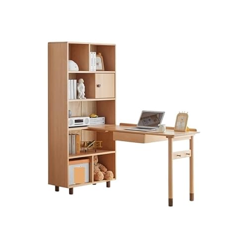 ADYHBFGT Schreibtisch für Arbeitszimmer, PC-Schreibtische, Massivholz, Schreibtisch und Bücherregal, integrierter einfacher Eckschreibtisch aus Buche, für Zuhause, Schlafzimmer, Arbeitszimmer von ADYHBFGT