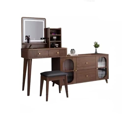 Schminktisch Schminktisch aus Kunstkarton, dreischichtiges Ablagefach, Kommode, Frisierkommode mit Schminkspiegel, Schlafzimmerschreibtisch Frisiertisch Mit Spiegel(L200cm) von ADYHBFGT