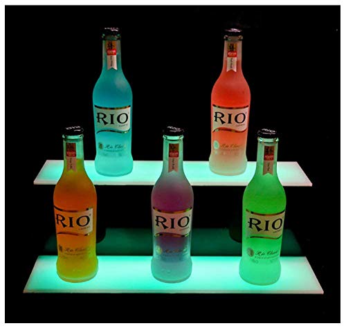 2 Tiers LED Beleuchtet Schnapsflasche Regal,Zuhause Alkohol-Flasche Display Flaschenregal 20 Colors Mit Fernbedienung Langlebige Home Bar Flaschenregal GeträNke Beleuchtung Regale., 50 * 21 * 17cm von ADZHY