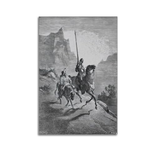 ADovz Gustave Doré Poster "Don Quixote und Sancho's Departure", ästhetischer Druck, Kunst, Wandgemälde, Leinwand, Geschenke, moderne Schlafzimmer-Dekoration, 60 x 90 cm von ADovz
