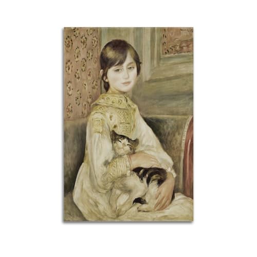Julie Manet und ihre Katze, Poster von Pierre-Auguste Renoir, Gemälde auf Leinwand, Wandkunst, Rollbild, Druck, Wohnzimmer, Wände, Dekoration, Häuser, 30 x 45 cm von ADovz