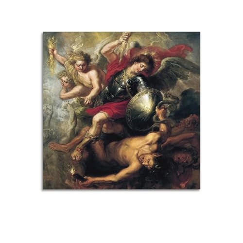 Poster von Peter Paul Rubens, Motiv: St. Michael Expelling Lucifer und die Rebellischen Engel, Fotokunst, Gemälde, Leinwand, Heimdekoration, Schlafzimmer, moderne Dekorationen, Geschenke, 30 x 30 cm von ADovz
