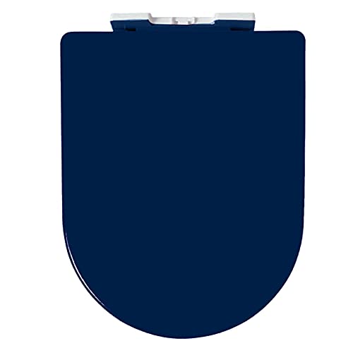 Robuster WC-Sitz mit Absenkautomatik und Schnellverschluss for Familienbadezimmer, ergonomisches Design mit verstellbaren Scharnieren, 6 Farben erhältlich (Color : Navy Blue, Size : Onesize) von ADovz