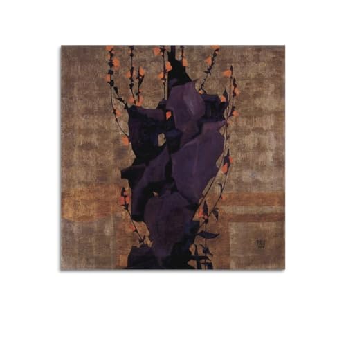 Stilisiertes Blumen-Poster von Egon Schiele, Wandkunst, Bild, Gemälde, Leinwanddrucke, Kunstwerke, Schlafzimmer, Wohnzimmer, Dekoration, 50 x 50 cm von ADovz