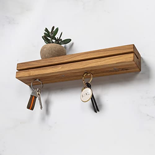 AE Günther® Schlüsselbrett Holz mit Ablage - Schlüsselboard mit Magnet - Schlüsselhalter Key Organizer Wand Aufbewahrung Wall (Mit Magnet) von AE Günther