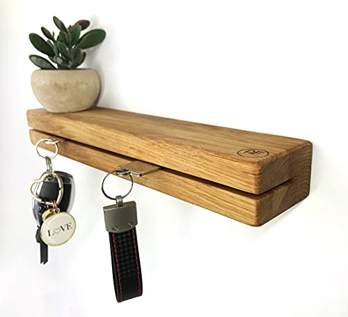 AE Günther® Schlüsselbrett Holz mit Ablage - Schlüsselboard - Schlüsselhalter Key Organizer Wand Aufbewahrung Wall (Ohne Magnet) von AE Günther