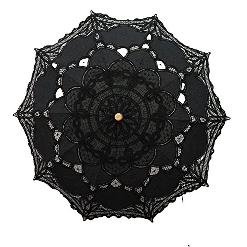 AEAOA Handgefertigter Sonnenschirm aus schwarzer Spitze, für Hochzeit, Braut, 76,2 cm, Erwachsenengröße von AEAOA