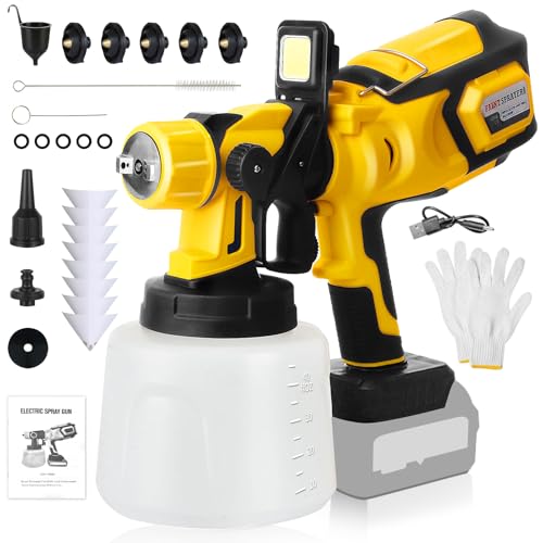 Farbsprühsystem Akku, 1000W HVLP Elektrische Farbsprühgerät mit 1400ml Farbbehälter, 5 Düsen, 45 m²-15 Min, LED-Licht, Lackierpistole für Möbel, Wände & Zäune Farbsprühsystem Akku, 1000W HVLP Elektrische Farbsprühgerät mit 1400ml Farbbehälter, 5 Düsen, 45 m²-15 Min, LED-Licht, Lackierpistole für Möbel, Wände & Zäune von AECHO