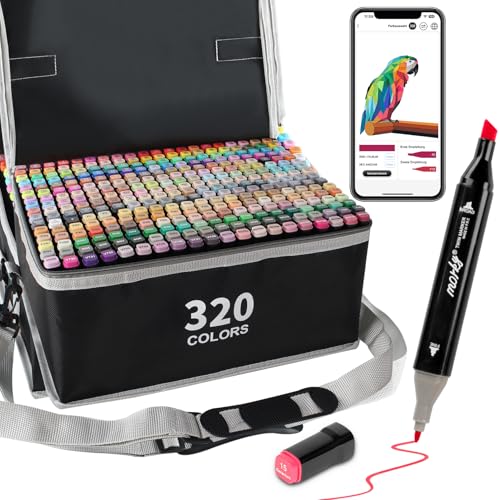 AEDAGA 320 Farben Alkohol Marker mit App, Meißel & Feine Spitze Alkohol Stifte Set, Alcohol Marker für Künstler, Twin Markers sAlkoholbasis für Malerei, Zeichnen & Illustrationen von AEDAGA