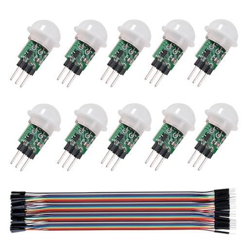 AEDIKO 10pcs AM312 PIR Motion Sensor AM312 Mini Detector Module HC-SR312 Pyroelectric Infrared PIR Motion Automatic Detector DC 2.7 to 12V with Jumper Cable AEDIKO 10pcs AM312 PIR Motion Sensor AM312 Mini Detector Module HC-SR312 Pyroelectric Infrared PIR Motion Automatic Detector DC 2.7 to 12V with Jumper Cable von AEDIKO