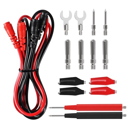 AEDIKO 16 in 1 Multimeter Test Leads Kit Digital Probes & Leads Set with Replaceable Testing Pen Test Hook Alligator Clips Banana Plug Measurement Tools for Electrical Power Experiments AEDIKO 16 in 1 Multimeter Test Leads Kit Digital Probes & Leads Set with Replaceable Testing Pen Test Hook Alligator Clips Banana Plug Measurement Tools for Electrical Power Experiments von AEDIKO