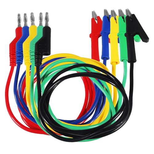 AEDIKO 5pcs Alligator Clips to Banana Plug Cable 1m/3ft Stackable 4mm Banana Socket Test Leads for Multimeter Terminals Measuring Cable von AEDIKO