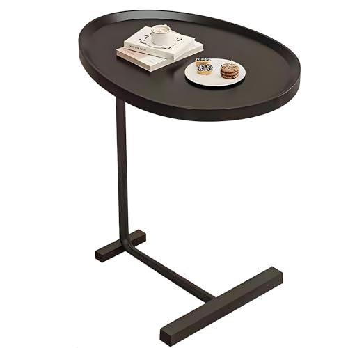 AEESRRU 3-C-Shaped Edge Table Mode Beistelltisch, Ovaler Couchtisch, PE Plastic Waterproof Tray,Metal Bracket, Suitable for Living Room,Schlafzimmer,(hei'se5) von AEESRRU