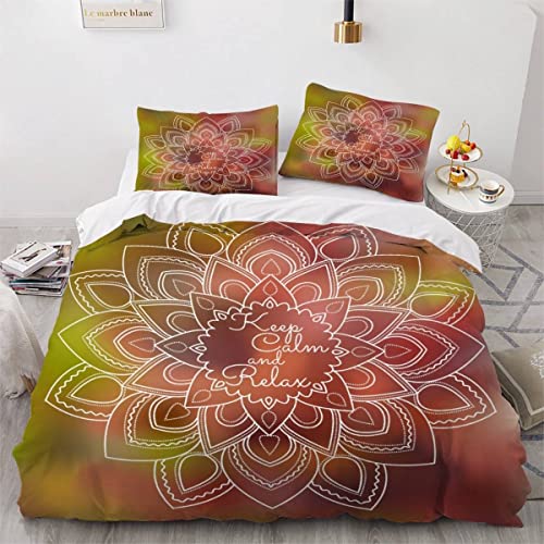 Bettbezüge 155x220 Mandala 3d Motiv Bettwäsche-Sets 3 Teilig Kuschelig Atmungsaktive Bettwäsche Böhmische Psychedelische Betten Set mit Reißverschluss und 2 Kissenbezug 80x80 für Jugendliche Kinder von AEESS