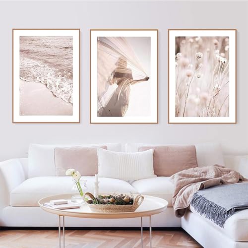 3er Modern Poster Set,mit passenden Bildern im farbigen Comic-Style,Rosa Kulturlandschafts Bilder,Stilvolle Poster Wanddeko für Wohnzimmer & Schlafzimmer,Leinwand Bilder,Ohne Rahmen (40X60CM) von AEEYDDWE