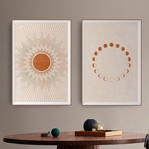 AEEYDDWE 2er Design-Poster Set Wandbilder,Abstraktes sonne-mond-leinwand gemälde,Stilvolle Poster Wanddeko für Wohnzimmer & Schlafzimmer,Wandkunst Leinwand Poster,Ohne Rahmen (40X60CM) von AEEYDDWE