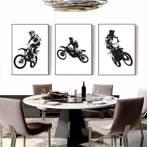 AEEYDDWE 3er Set Abstract Poster,Motorrad weit Mobilisierung Racing Canvas,stilvolles Bilder-Set für Wohnzimmer oder Schlafzimmer,Abstrakt Wandbilder,Ohne Rahmen (20X30CM) von AEEYDDWE
