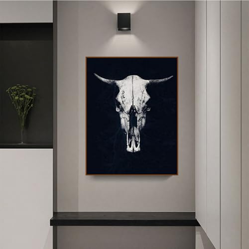 Schwarz und weiß moderne Wanddekoration,Abstraktes schwarz-weißes Kuhkopf Bild,Wandkunst Bilder Plakate und Drucke kunst Home Decoration,Ohne Rahmen (50X70CM) von AEEYDDWE