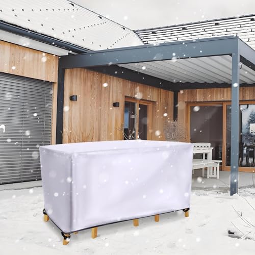 AEFOUU 210x160x70cm Abdeckung Gartenmöbel wasserdichte Winterfest Schutzhülle Gartenmöbel 420D Oxford Anti-UV Abdeckplane für Gartentische Terrassenmöbel Regenschutz und Staubfest Abdeckhaube von AEFOUU
