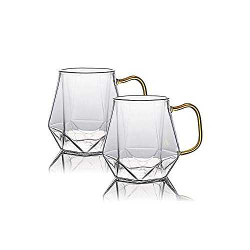 Glas-Kaffeetassen-Set mit Griff, kristallklare Kaffeetassen für heiße Espresso, Likör, 2er-Pack, mikrowellengeeignet, 284 ml von AEFPOYMXU