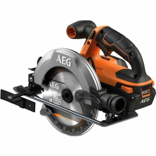 AEG 18 V PRO18V Akku-Handkreissäge BKS18C2-0 (Sägeblatt-Ø 165 mm, Schnitttiefe 90°/45° 57/39,7 mm, werkzeuglose Einstellung, inkl, Sägeblatt, Parallelanschlag, o, Akku & Ladegerät, im Karton) von AEG