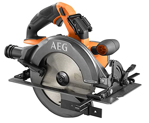 AEG 18 V PRO18V Brushless Akku-Handkreissäge BKS18BL2-0 (Sägeblatt-Ø 190 mm, Schnitttiefe 90°/45° 68/47,5 mm, werkzeuglose Einstellung, inkl. Sägeblatt,Parallelanschlag,o, Akku & Ladegerät im Karton) von AEG