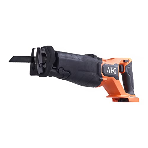 AEG 18 V PRO18V Brushless Akku-Säbelsäge BUS18BL2-0 (Hublänge 32 mm, Leerlaufhubzahl 0-3.200 min-1, werkzeugloser Sägeblattwechsel, LED-Beleuchtung, ohne Akku & Ladegerät im Karton), Schwarz/Orange von AEG