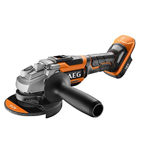 AEG 18 V PRO18V Brushless Akku-Winkelschleifer BEWS18-125BL-0 (Scheiben-Ø 125mm, Leerlaufdrehzahl 0-11.000 min-1, Schalter arretierbar, M14 FIXTEC Schnellspannmutter, ohne Akku & Ladegerät im Karton) von AEG