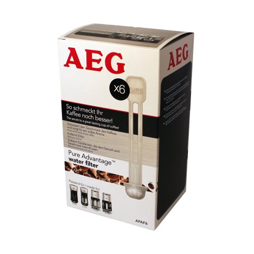 AEG 9001672899 APAF6 Frischwasserfilter (Wasserfilter für Kaffeemaschinen, verbesserter, entfernt Chlor, gegen schlechten Geruch/Geschmack, passend KF5300, KF5700, KF7800, KF7900, weiß), Edelstahl von AEG