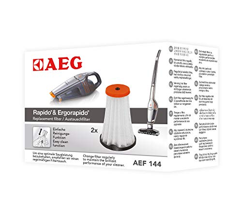 AEG AEF144 Austauschfilter für Rapido & Ergorapido CX7-1 (Doppelpack, 2 Innenfilter, optimale Saugleistung und Filtration, regelmäßiger Filtertausch, einfache Reinigung und Austausch, schwarz/weiß) von AEG