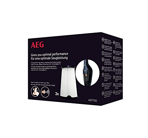 AEG AEF150 Filterset für CX7-2 & QX8 / Doppelpack / Innenfilter / Staubsauger Filter / optimale Saugleistung + Filtrationsleistung / regelmäßiger Filtertausch / einfache Reinigung + Austausch / weiß von AEG