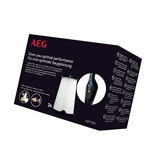 AEG AEF150 Filterset für CX7-2 (Doppelpack, Innenfilter, Staubsauger Filter, optimale Saugleistung und Filtrationsleistung, regelmäßiger Filtertausch, einfache Reinigung und Austausch, schwarz/weiß) von AEG