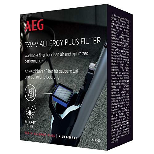 AEG AEF160 Allergy Plus FX9 (1 Hygienefilter, Staubsauger Filter, waschbar, Filterwirkung mehr als 99%, verbesserte Saugleistung, allergikerfreundlich, passgenau, weiß) von AEG