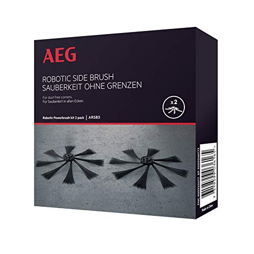 AEG ARSB3 Seitenbürsten für den RX9 Saugroboter (2er Pack, Ersatzbürsten, präzises und gründliches Saugen, optimale Staubaufnahme, extra weich, einfaches Tauschen) schwarz von AEG