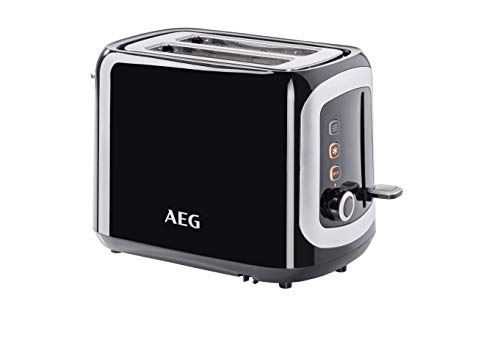 AEG AT 3300 Doppelschlitz-Toaster / Brötchenaufsatz / Staubschutz-Deckel / 7 Bräunungsgrad-Einstellungen / Brötchenaufback-Funktion / Stopp-, Auftau- & Aufwärmknopf / Krümelschublade / schwarz/silber von AEG
