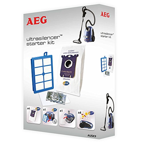 AEG AUSK9, Filter-/Staubbeutel-Vorteilset für VX8-1-, VX8-2-, VX8-öko, Usgreen, USECO, 4 Originalbeutel GR201 plus AllergyPlus Filter von AEG