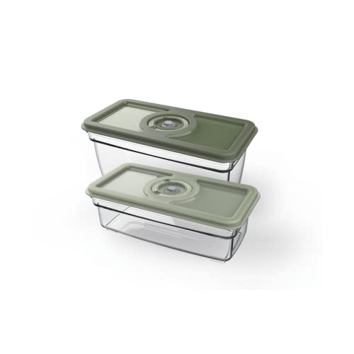 AEG AVFB1 Vakuumierbehälter-Set (2 Behälter, 1,6 & 1,0 Liter, Konservierung von Lebensmitteln & Nährstoffen, Datumsfunktion, spülmaschinenfest, gefrierschranktauglich, BPA-frei, nachhaltig, grün) von AEG