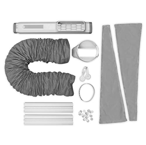 AEG AWK04 Premium Window Kit (Leicht zu installieren, Fensterabdichtungs-Set, ausziehbar, erweiterbar, Textildichtung, passend für alle portablen Klimageräte mit 15cm Schlauchdurchmesser, grau/weiß) von AEG