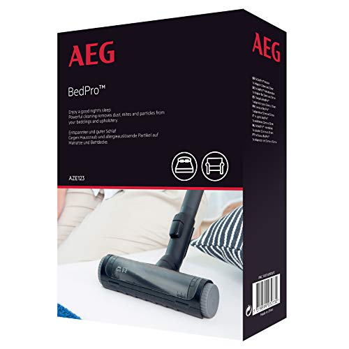 AEG AZE123 Matratzendüse für VX3-7, LX4-7 (Reinigung von Betten, Sofas und Bettwäsche, saugstarke Bürstenrolle für Staub & Fusselaufnahme, gegen Hausstaub, Milbenkot und Hautschuppen, schwarz) von AEG