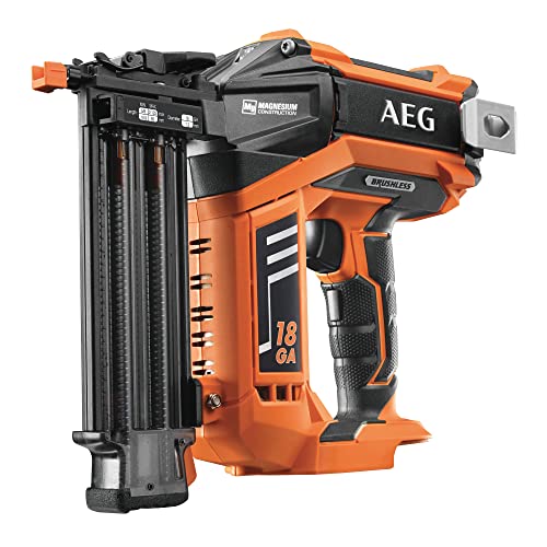 AEG 18 V PRO18V Brushless Akku-Nagler B18N18-0 (Nagelstärke 1,2 mm, Nagellängen 15,9 bis 55 mm, Zyklusrate 2/Sec, Magazinkapazität 105 St., ohne Akku & Ladegerät im Karton) von AEG