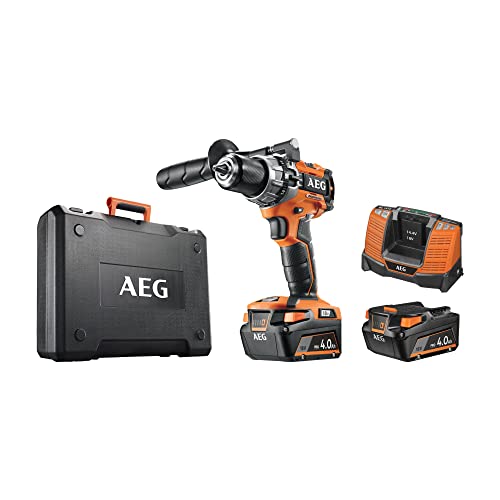 AEG PRO18V Akku-Schlagbohrschrauber BSB 18C2BL LI-402C (Max. Drehmoment 65Nm, 13mm Metall-Spannbohrfutter, 2-Gang-Getriebe, inkl. 2x 4.0Ah Akku und Ladegerät) von AEG