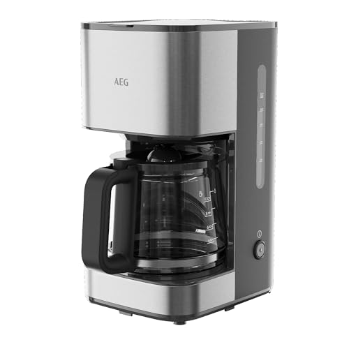 AEG Deli 3 Kaffeeautomat CM3-1-3ST – Glaskanne – 12 Tassen – 11000 W Leistung, auslaufsicher, automatische Abschaltung, abnehmbarer Filter, Metallic-Finish von AEG