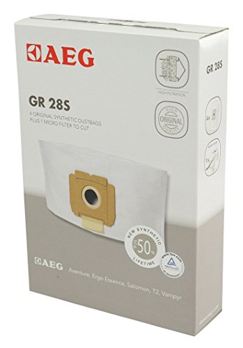 AEG GR28S Staubsaugerbeutel (4 Synthetik Staubbeutel, 1 Mikrofilter, optimale Filtration und dauerhaft starke Saugleistung, +50% Lebensdauer, u. a. für Vampyr CE, weiß) von AEG