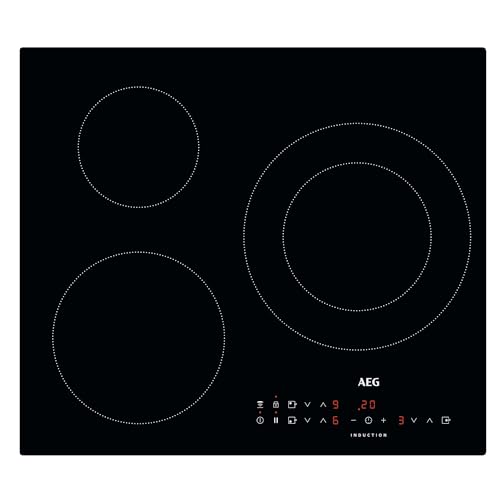 AEG IKB63301CB Induktionskochfeld, abgeschrägt, 3 Zonen, Serie 3000, unabhängige Touch-Steuerung, Schnellheizung, Pause-Funktion, Hob2Hood, 60 cm von AEG