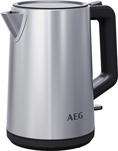 AEG K4-1-4ST Wasserkocher / 1,7 l / Wasserstandsanzeige / Tropfschutz / herausnehmbarer Kalkfilter / 3-fache Sicherheitsabschaltung / Einhandbedienung / gebürstetes Edelstahl von AEG