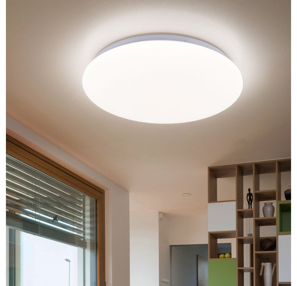 AEG LED Deckenleuchte, LED-Leuchtmittel fest verbaut, Warmweiß, LED Deckenleuchte dimmbar Wohnzimmerleuchte weiß Deckenlampe rund von AEG