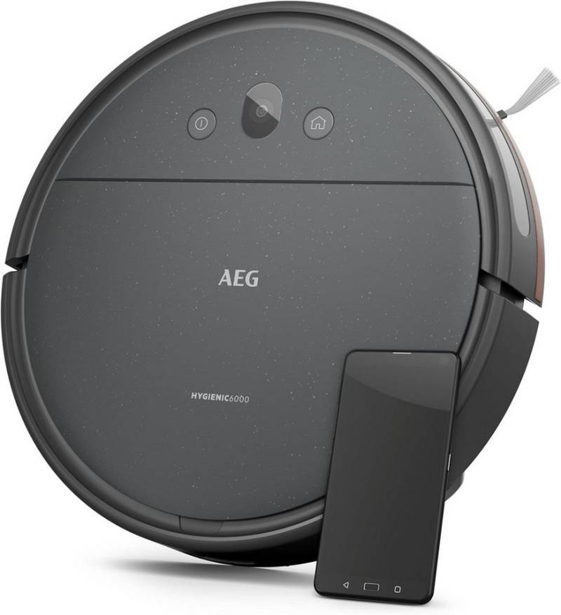 AEG Nass-Trocken-Saugroboter Wischfunktion Gyroskop + Kamera Grau Android & IOS App, Kasten von AEG